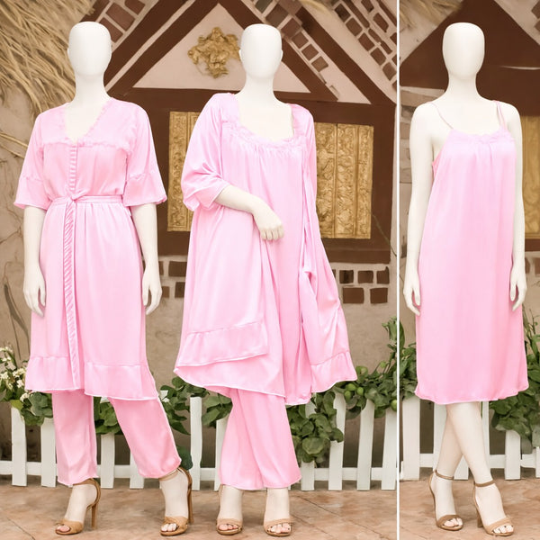 3-Piece Silk Nightwear Set for Women